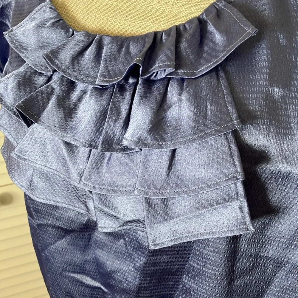 The Limited periwinkle‎ ruffle front purple blue short sleeve top size M NEW